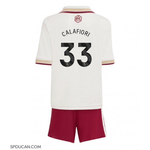 Dječji Nogometni Dres Arsenal Riccardo Calafiori #33 Rezervni 2025-26 Kratak Rukav (+ Kratke hlače)